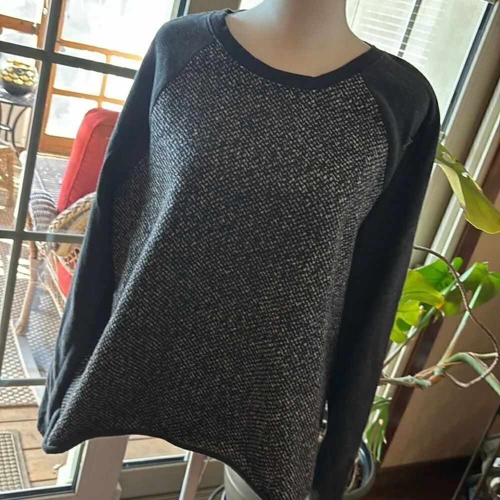 Lou & Grey Two Tone Marled Charcoal Gray Sweater - L